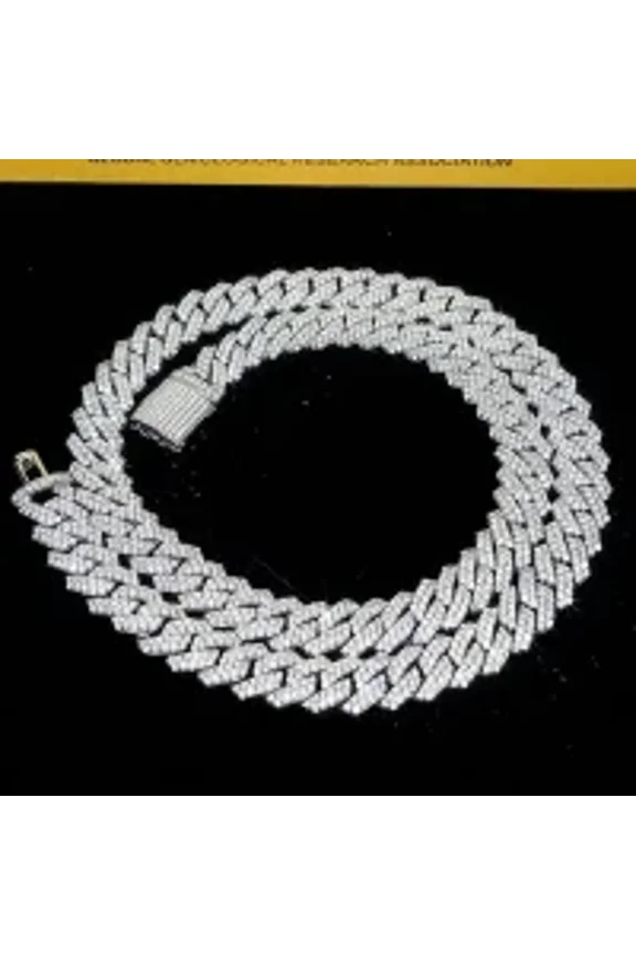 Hot Sales Hip Hop Mens 10mm Solid 925 Sterling Silver 16 Inches Heavy Iced Out Cuban Moissanite Link Chain Necklace