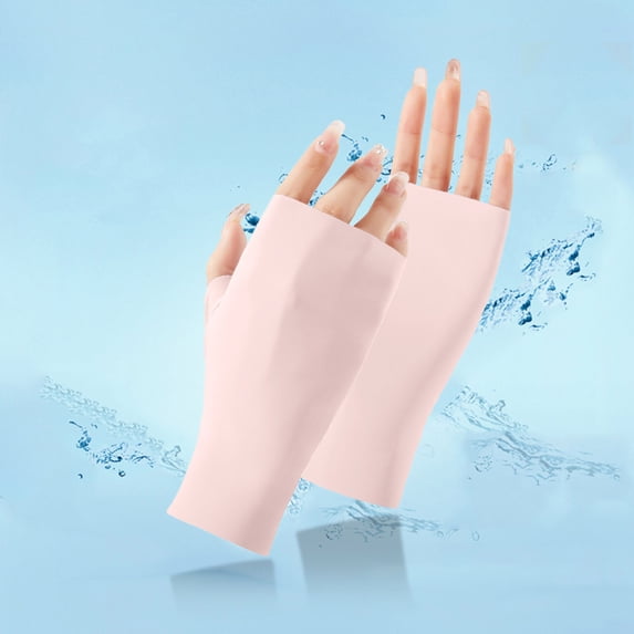 Hot Sales Ice Silk Half Finger Sun Protection Gloves GIJNRIUIUA Under $3 Open Finger UV Block Cooling Touch Screen Driving Manicure Skincare Hand Cover Lightweight Breathable Summer Outdoor Mittens