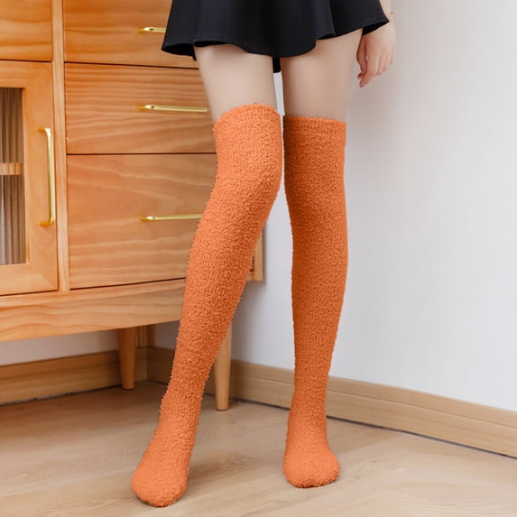 Hot Sales Knee High Socks Under $5 GIJNRIUIUA Multicolor Knee-High Socks Winter Thermal Socks for Womens Coral Fleece Socks Casual Socks Winter Socks Soft Warm Comfort Long Socks