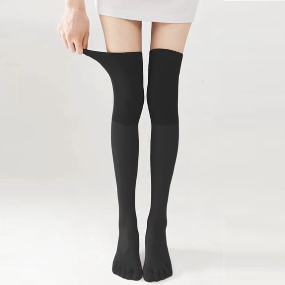 Hot Sales Knee High Stockings Under $2 GIJNRIUIUA Black Knee-High Socks 1 Pairs Women Fashion Soft Solid Splice Socks Knee High Stockings Summer Socks Silk Stockings Leg Warmers