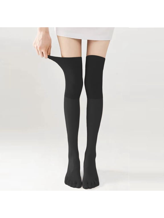 Hot Sales Knee High Stockings Under $2 GIJNRIUIUA Black Knee-High Socks 1 Pairs Women Fashion Soft Solid Splice Socks Knee High Stockings Summer Socks Silk Stockings Leg Warmers