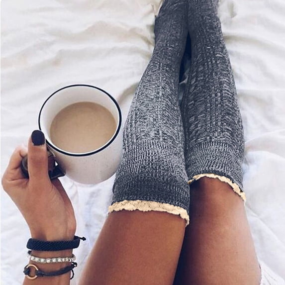Hot Sales Knee Socks for Women Under $3 GIJNRIUIUA Grey Knee-High Socks Winter Over Socks Stockings Thigh Long Knee Knit High Cotton Women Socks Leg Warmers