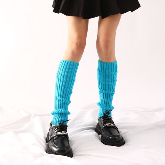 Hot Sales Long Socks for Women Under $2 GIJNRIUIUA Sky Blue Knee-High Socks Knitted Socks Women's Foot Warmer Leg Warmers