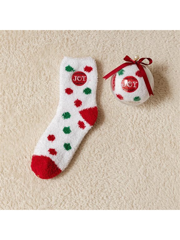 Hot Sales Socks for Men Under $2 GIJNRIUIUA Multicolor Crew Socks Christmas Fuzzy Socks for Women Girls Gifts Cute Fun Cozy Fluffy Winter Warm Slipper Xmas Holiday Socks Knee-High Socks