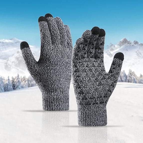 Hot Sales Thermal Cold Weather Gloves GIJNRIUIUA Under $3 Winter Upgraded Touch-Screen Gloves Elastic Cuff Thermal Soft Knit Gloves for Men Women White Gloves & Mittens