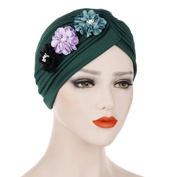 Hot Sales Under $5 Green Non Slip Hijab Cap GIJNRIUIUA Women Solid Hat Muslim Turban Wrap Cap Beret Hats