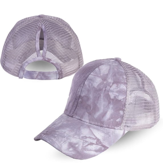 Hot Sales Under $5 Grey Baseball Caps GIJNRIUIUA Baseball Ponytail Plain Cap Tie-Dye Print Messy Buns Unisex Trucker Hat Visor Baseball Caps Sun Hats