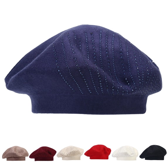 Hot Sales Under $5 Khaki Beret Hats for Women GIJNRIUIUA Women's Solid Color Knit Beret Fall/Winter Hot Drill Warm Beret Trucker Hats