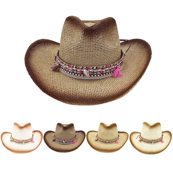 Hot Sales Under $5 Khaki Western Cap Wide Brim Sunhat GIJNRIUIUA Outback Womens Hat Cowboy Cowboy Mens Hat Western Baseball Caps Summer Hats