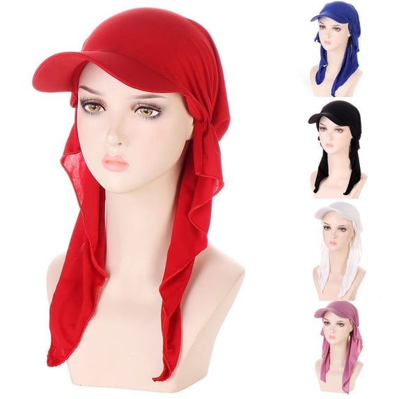 Hot Sales Under $5 Red Chemo Headwear for Women GIJNRIUIUA Womens Casual Head Hat Cap Headwear Muslim Turban Cap Headwrap Turban Cap Beanie