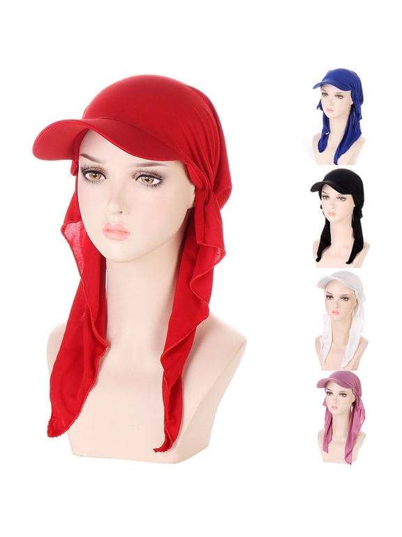 Hot Sales Under $5 Red Chemo Headwear for Women GIJNRIUIUA Womens Casual Head Hat Cap Headwear Muslim Turban Cap Headwrap Turban Cap Beanie