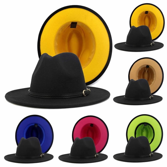 Hot Sales Under $5 Red Fedora Sun Hat GIJNRIUIUA Hat Panama Hat Casual Jazz Women Hats Tone Two for Men Wide Baseball Caps Baseball Caps