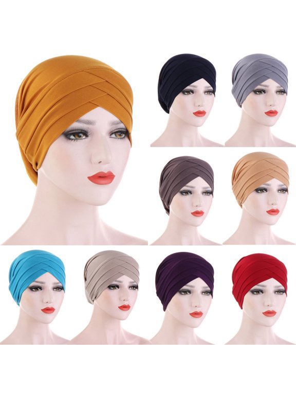 Hot Sales Under $5 White Cancer Chemo Beanies Cap GIJNRIUIUA Women Autumn Winter Warm Solid Muslim Cap Hat Wrap Scarf Cap Beret Hat