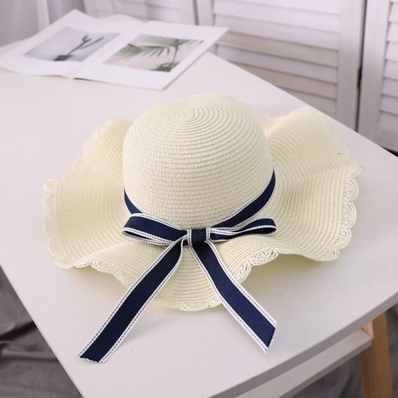Hot Sales Under $5 White Sun Hat Women GIJNRIUIUA Hat Cap Bowknot Sun Women Big Hats Floppy Folding Summer Wide Baseball Caps Baseball Hat