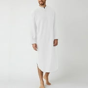 Hot Sales! WEANT Men's Saudi Arabic Long Sleeve Robe Ramadan Muslim Dress Middle Islamic Clothing(White,Large)