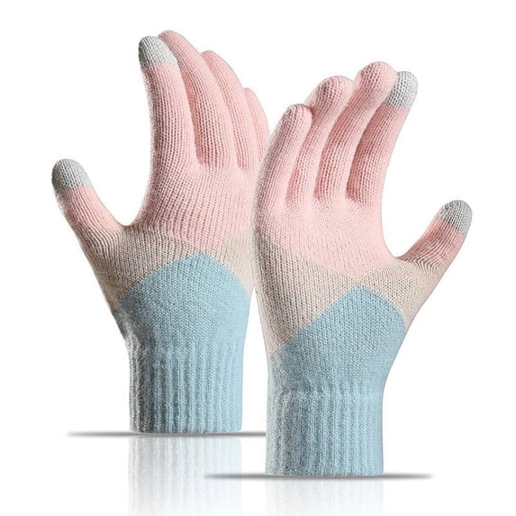 Hot Sales Warm Thin Non-slip Glove GIJNRIUIUA Under $4 Winter Women Keep Warm Touching Screen Knit Gloves Elastic Cuff Soft Full Finger Gloves Mitten Red Gloves & Mittens