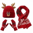 thumbnail image 1 of Hot Sales Winter Beanie Hat Scarf Gloves Headband Set GIJNRIUIUA Under $15 3 Pcs Kids Winter Hat Gloves Scarf Set Girls Boys Beanie with Pompom Fleece Lined Mittens Neck Warmer Red, 1 of 8