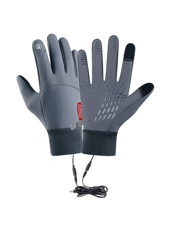Hot Sales Winter Gloves GIJNRIUIUA Under $11 Winter Usb Heated Warm Gloves Heated Hand Warm Hiking Driving Running Cycling Gray Gloves & Mittens