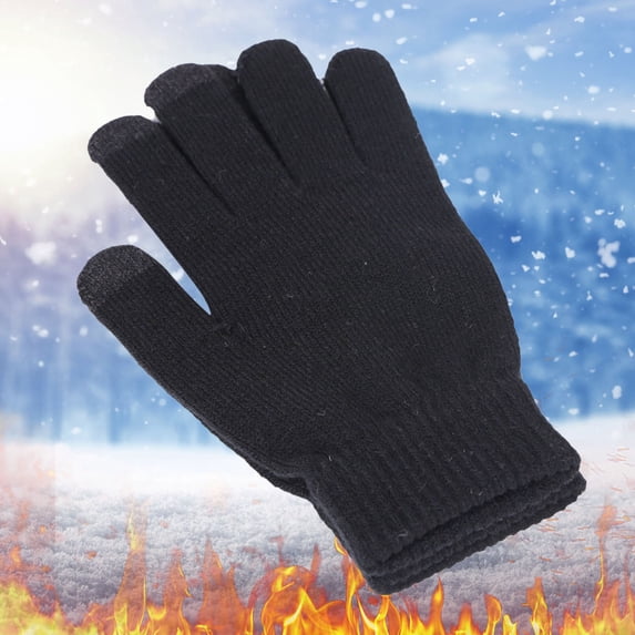 Hot Sales Winter Gloves GIJNRIUIUA Under $3 Men and Women Autumn and Winter Knitted Padded Warm Gloves Black Gloves & Mittens