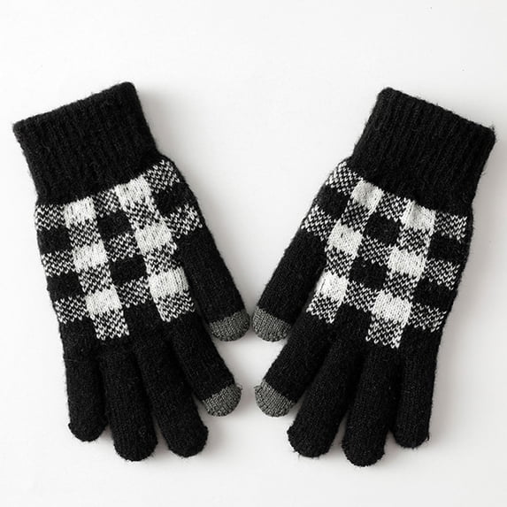 Hot Sales Winter Gloves for Women GIJNRIUIUA Under $3 Women Winter Screen Gloves Warm Knit Gloves Elastic Cuff Winter Men Texting Gloves Black Gloves & Mittens