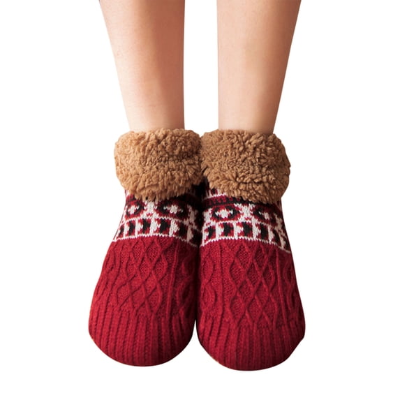 Hot Sales Winter Solid Thick Warm Socks Under $6 GIJNRIUIUA Crew Socks Winter Men's and Women's Christmas Slippers Socks with Soft Comfortable Lined Socks Warm and Fluffy Non Slip Socks in Winter