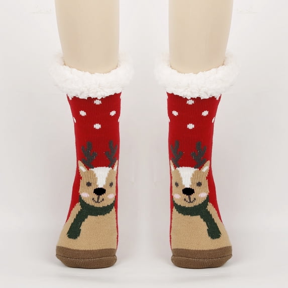 Hot Sales Women Socks Under $5 GIJNRIUIUA Khaki Crew Socks Winter Winter Christmas Anti Fleece Thickened Lamb Socks Slippers Socks Calf Socks