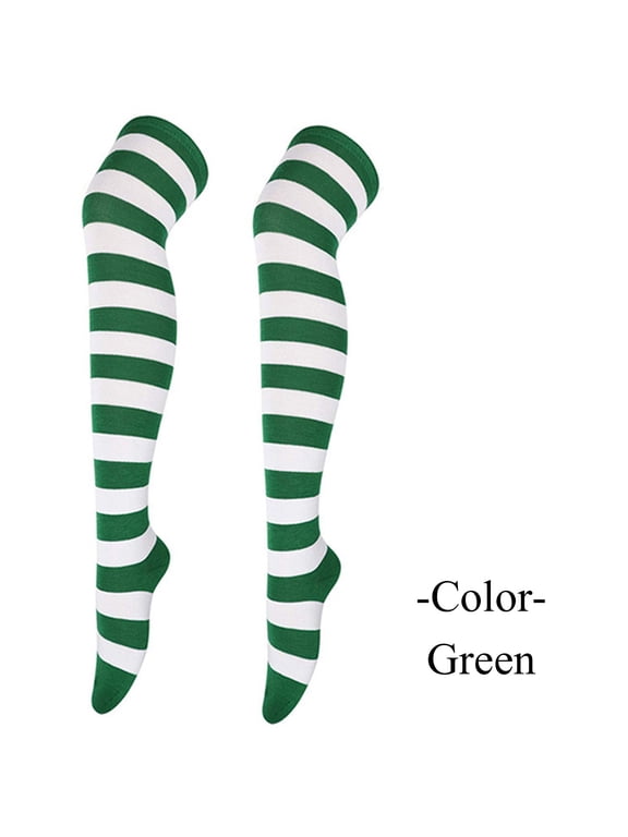 Hot Sales Women Thigh High Socks Under $2 GIJNRIUIUA 1 Pair Christmas High Long Stockings for Womens Over Knee Socks Christmas Party Socks Knee High Long Striped Stocking Socks