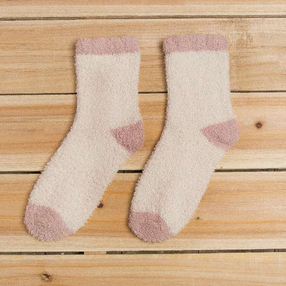 Hot Sales Women's Ankle Socks Under $2 GIJNRIUIUA Beige Crew Socks Ladies Towel Socks Coral Fleece Winter Warm Thickened Mid Tube Socks Sleep Socks Calf Socks