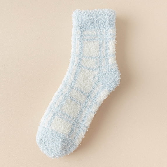 Hot Sales Women's Socks Under $2 GIJNRIUIUA Multicolor Crew Socks Winter Women Plaid Plush Winter Sleeping Socks House Socks Bed Socks Hut Socks Calf Socks