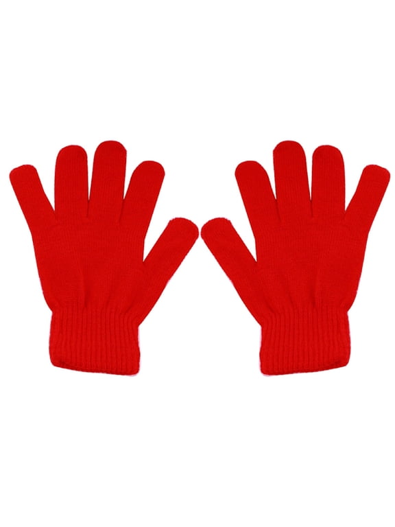 Hot Sales Women's Winter Gloves GIJNRIUIUA Under $3 1 Pair Winter Gloves Warm Strecty Knit Gloves for Men Women (Red) Red Gloves & Mittens