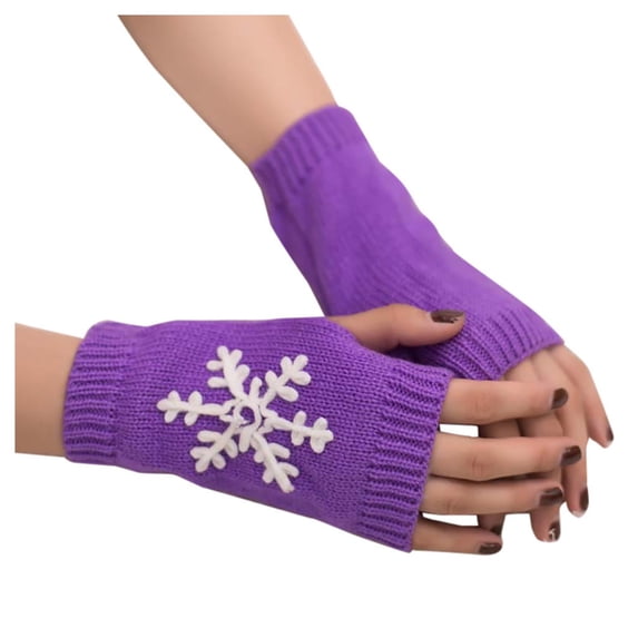 Hot Sales Womens Fingerless Gloves GIJNRIUIUA Under $3 Women's Snow Embroidered Coloured Knitted Half Finger Christmas Warm Gloves Multicolor Gloves & Mittens