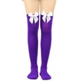 thumbnail image 1 of Hot Sales Womens Over Knee Boot Socks Under $2 GIJNRIUIUA Purple Knee-High Socks Winter Womens Long Socks Bowknot Pure Color Socks Thigh High Socks Over the Knee Socks Festival Christmas Leg Warmers, 1 of 3