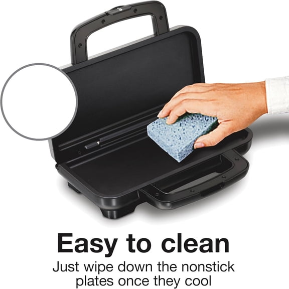 Hot Sandwich Maker With Easy-Clean Durable Nonstick Ceramic Plates, Fits up to 2 Grilled Cheese, Ruebens, Tortas or Subs, Stainless Steel