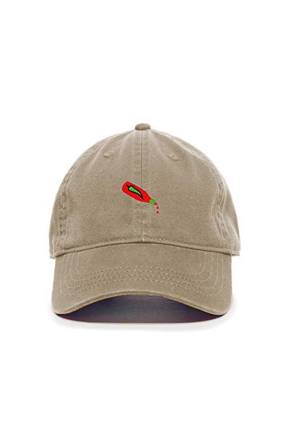 Hot Sauce Bottle Baseball Cap Embroidered Cotton Adjustable Dad Hat Khaki