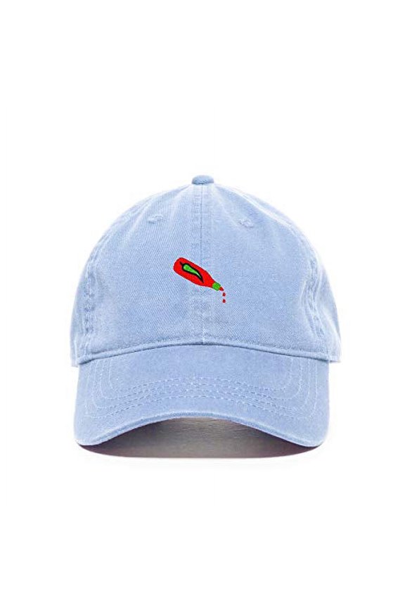 Hot Sauce Bottle Baseball Cap Embroidered Cotton Adjustable Dad Hat Light Blue