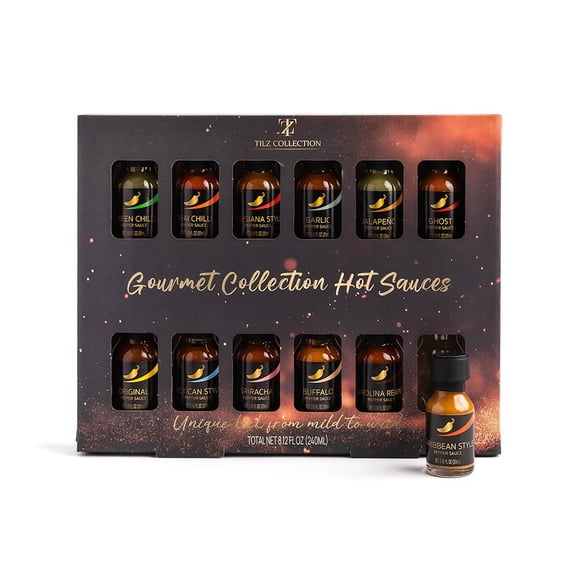 Hot Sauce Gift Sets - 12 Hot Sauce Bottles, Food Gifts For Men |Cooking, Birthday Gifts For Men, Women |Jalapeno, Habanero, Scotch Bonnet,Chilli Sauce For BBQ, Wings |Christmas, Vegan,Couple Present