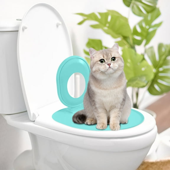 Hot Sell!Cat toilet Training Kit - Reusable Litter Box Trainer Seat System | Step-By-Step toilettraining| Pet Potty Trainer Blue