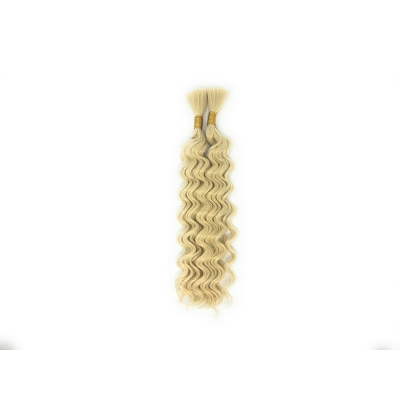 Hot Selling 18" Deep Weave Bulk Box Braiding Hair, Synthetic and Human Hair Blend Micro Braids 18" Deep Wave Bulk for Braiding and Colors, #613 Blonde - 2 Pack