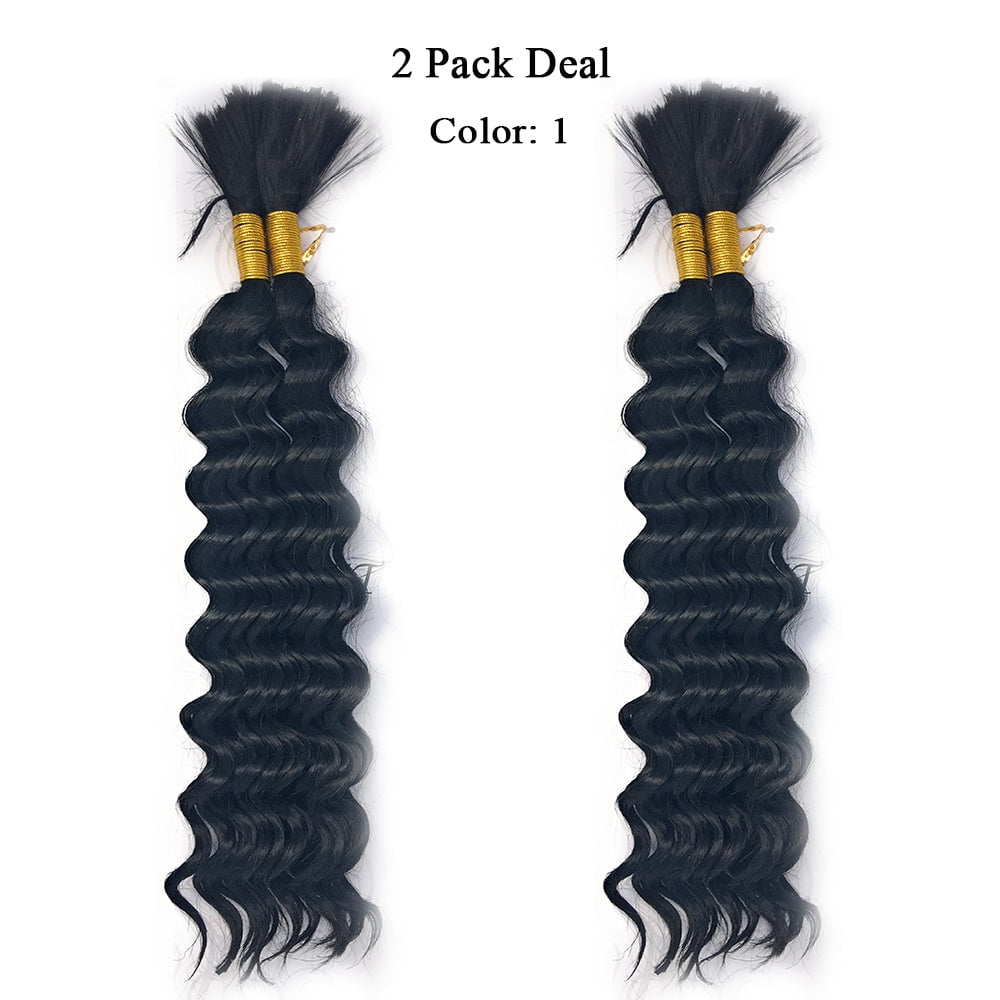 Deep Weave Bulk Braiding Hair Human Hair Micro Braids Mixing Length 50g  Each Bundle Natural Black Color