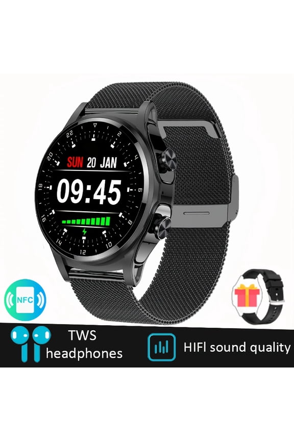Hot-Selling 2-in-1 Earphone Smartwatch - 1.39'' HD Full Touch Screen, 400mAh Battery, 100+ Sports Modes, Call Function, Unisex, for iOS & Android