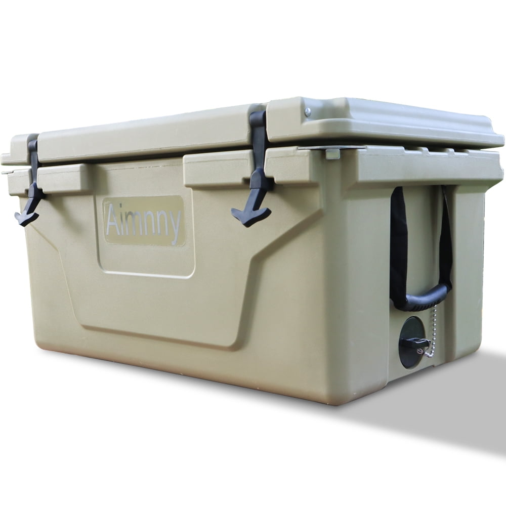 Hot Selling 65QT Outdoor Cooler Fish Ice Chest Box, Popular Camping Cooler Box, Portable Large Ice Chest Outdoor Camping Picnic Fishing Cooler Box, Suitcase for Camping, Khaki
