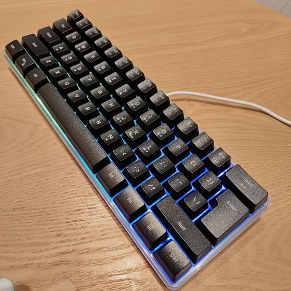 Hot Selling, 68 Key RGB Luminous Wired Gaming Keyboard]Mechanical Feel Keyboard for Gaming And Office, Film Switch Keycap Design, Wired Tpckey And Wire Separation Design.(K701)