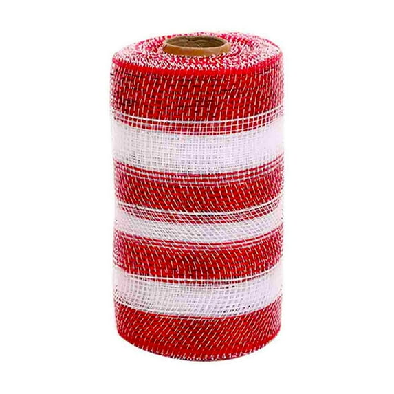 Hot Selling Christmas Candy Color Red White Striped Mesh Roll DIY Christmas Tree Decorative Ribbon Mesh Fabric for Holiday Crafting and Home Decoration