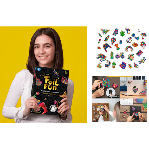 Hot Selling Foil Fun - Pretty Patterns,18 DIY Magnets Mess-Free Art,Foil Art Colorful Creative Gathering Activity,Craft Kits,60+ Foam Stickers,Gifts for Lover,Teens,Adults,Families