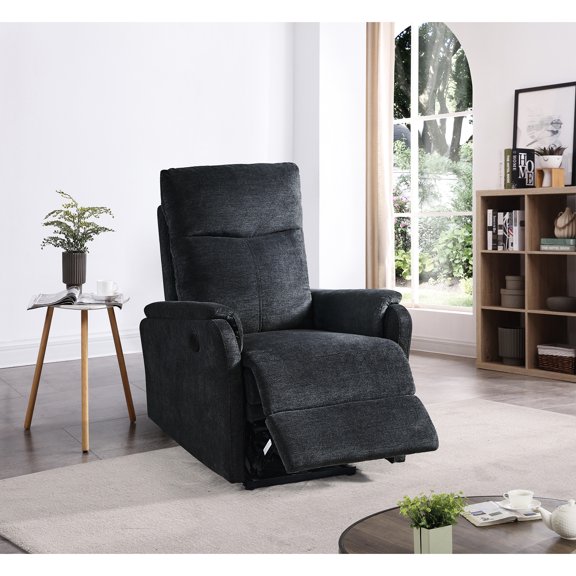Hot Selling Gray Recliner Chair - Foam Filled, Fabric, Power Controlled, Manageable Single With Function Dark Gray, Suitable For Any Home Space, Filled Fabric