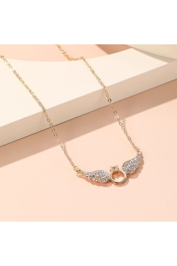Hot-Selling Summer Angel Wing Alloy Necklace for Women - Delicate Rhinestone Collarbone Chain - Trendy Cross-Border Jewelry