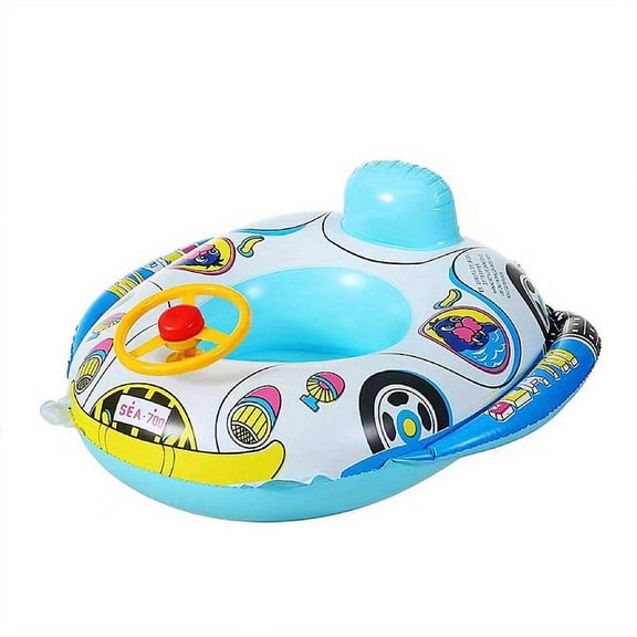 Hot Selling Swimming Ring 1-3 Years Old Cartoon Cute Inflatable Swimming Pool Swim Ring Car Boat Swim Ring with Horn Steering Wheel