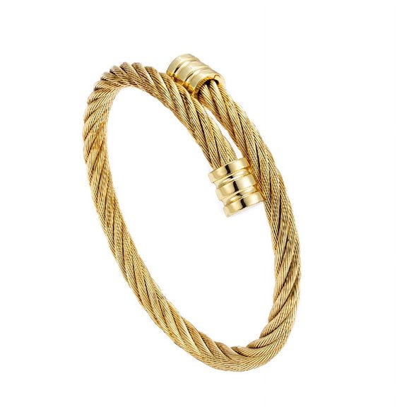 Hot-Selling Titanium Steel Wire Bracelet - Men's Hip Hop Punk Elastic Open Bangle