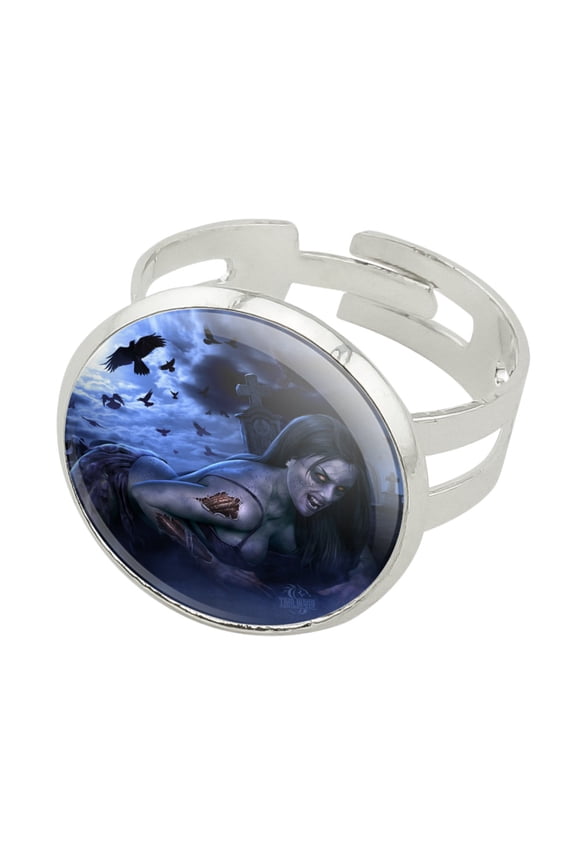 Hot Sexy Undead Dead Zombie Silver Plated Adjustable Novelty Ring