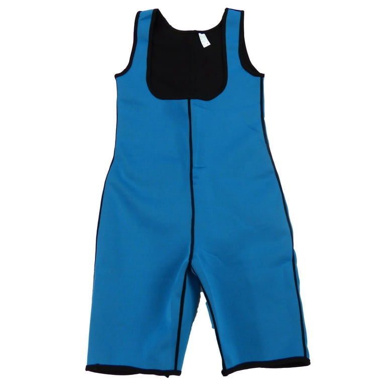 Hot Shapping Neoprene Bodysuit Body Slimming Thermal Weight Loss Suit Sauna Sweat Suite For Gym Workout Body Shaper Blue Small